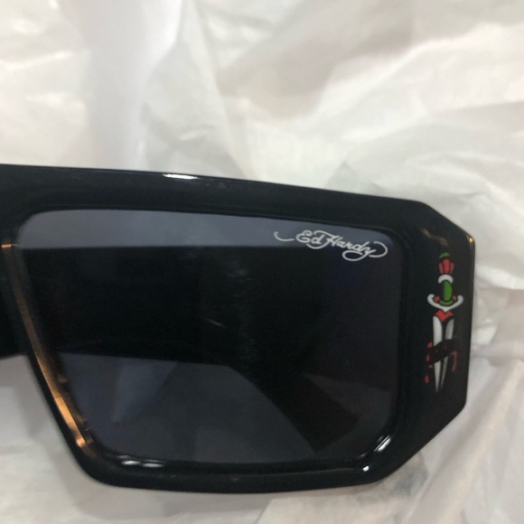 Ed Hardy black rectangular sunglasses‎ with iconic Ed Hardy tiger new - Picture 10 of 15